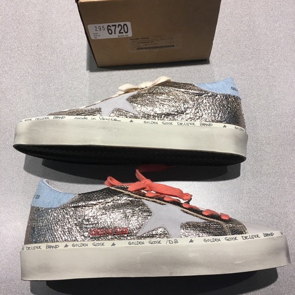 Golden Goose Hi Star Gold Lizard Ice Star Sz 7 NIB - Picture 4 of 8